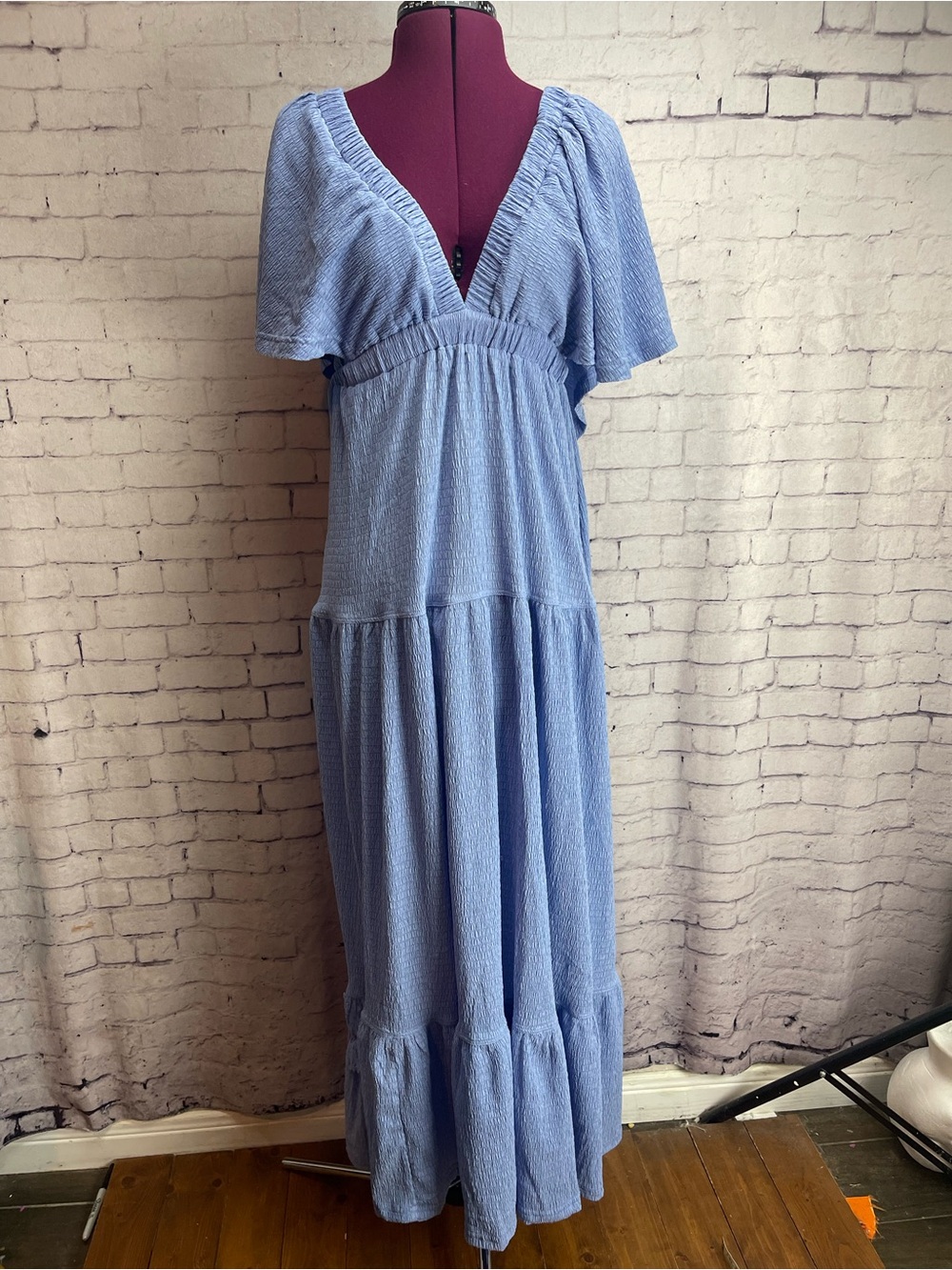 Kimball size small blue tiered maxi dress
